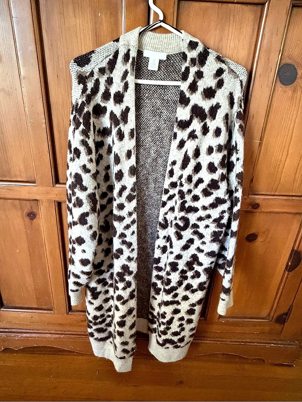 H&M Animal Print Cardigan White & Brown Size Small